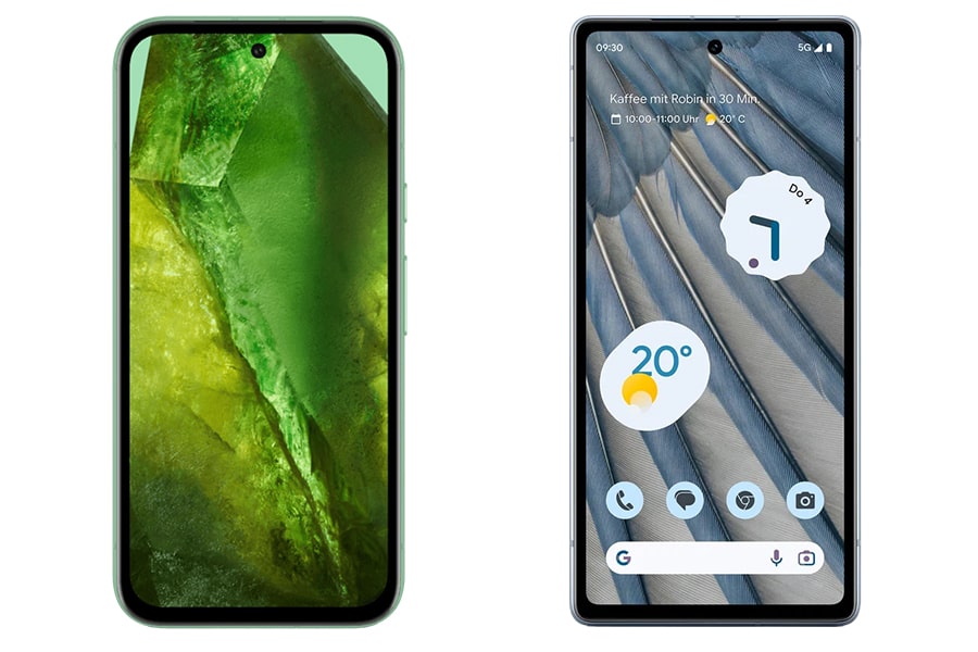Google Pixel 8a против Pixel 7a спереди
